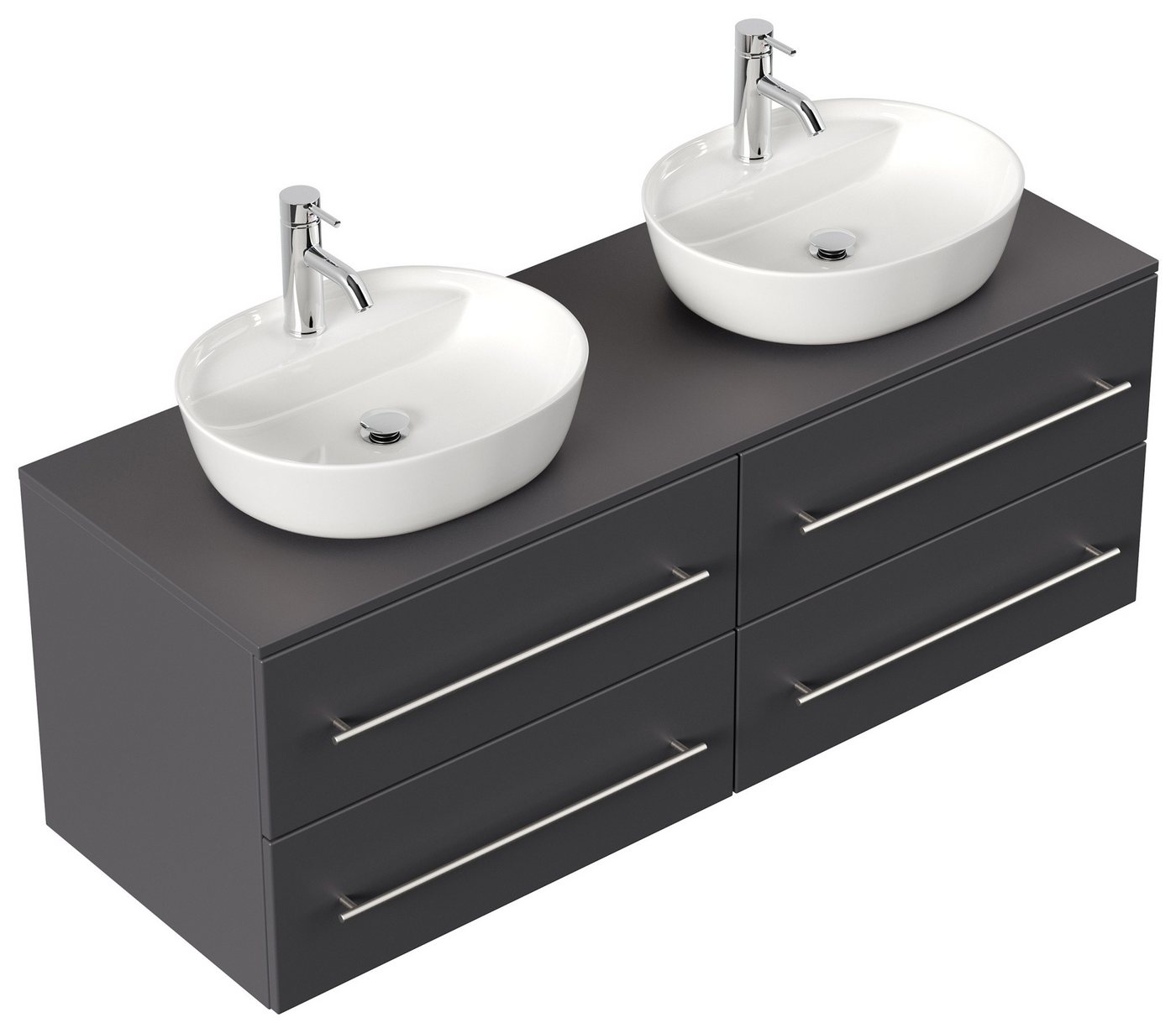 Magnolia Home Doppelwaschtisch Badmöbel CHARLIE B 143cm mit zwei Aufsatzwaschbecken anthrazit Magnolia Home Doppelwaschtisch Badmöbel CHARLIE B 143cm mit zwei Aufsatzwaschbecken anthrazit von Magnolia Home