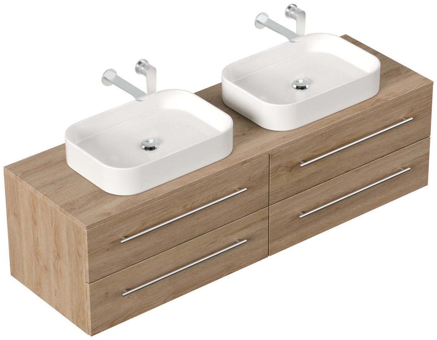 Magnolia Home Doppelwaschtisch Badmöbel MORGAN B 160cm mit zwei Aufsatzwaschbecken eiche hell Magnolia Home Doppelwaschtisch Badmöbel MORGAN B 160cm mit zwei Aufsatzwaschbecken eiche hell von Magnolia Home