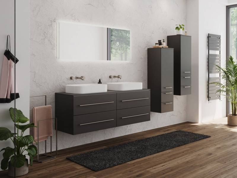 Magnolia Home Doppelwaschtisch Badmöbel-Set CHARLIE C 143 Aufsatzbecken 2 Badschränke & Spiegel anthr Magnolia Home Doppelwaschtisch Badmöbel-Set CHARLIE C 143 Aufsatzbecken 2 Badschränke & Spiegel anthr von Magnolia Home