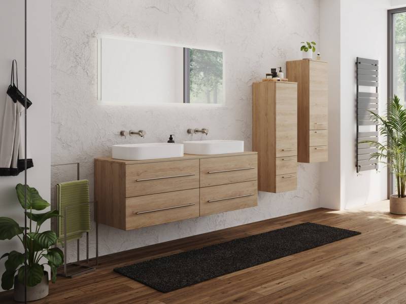 Magnolia Home Doppelwaschtisch Badmöbel-Set CHARLIE C 143 Aufsatzbecken 2 Badschränke & Spiegel eich Magnolia Home Doppelwaschtisch Badmöbel-Set CHARLIE C 143 Aufsatzbecken 2 Badschränke & Spiegel eich von Magnolia Home