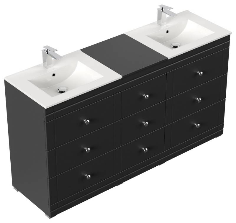 Magnolia Home Doppelwaschtisch Stand Badmöbel Cosmo Klassik SoftClose schwarz von Magnolia Home