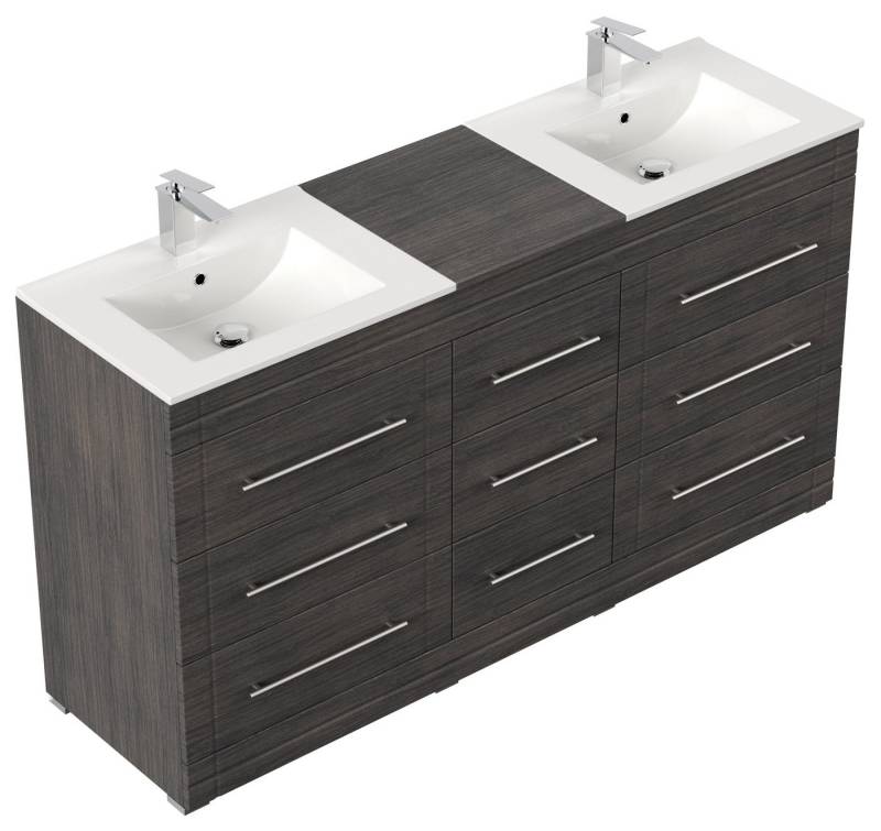 Magnolia Home Doppelwaschtisch Stand Badmöbel Cosmo Modern SoftClose anthrazit gemasert von Magnolia Home