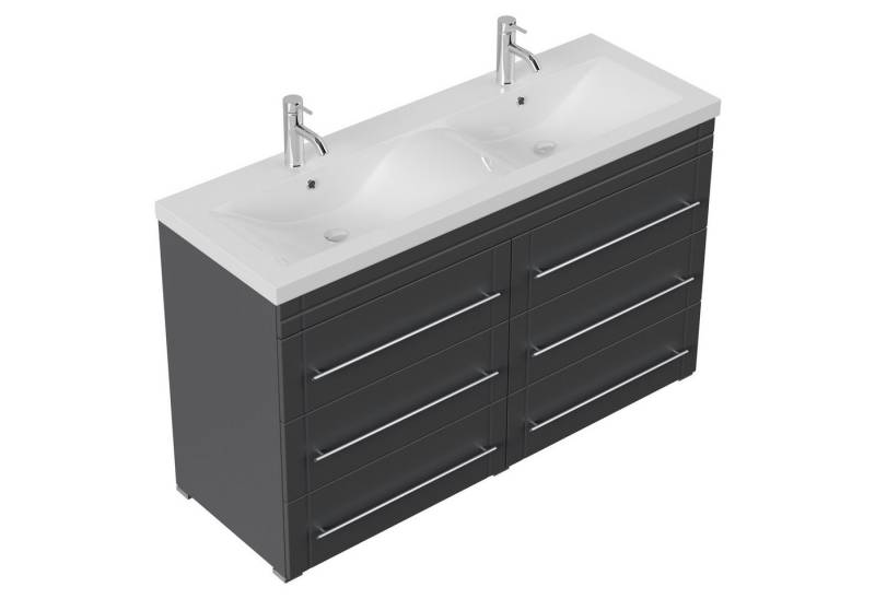 Magnolia Home Doppelwaschtisch Stand Badmöbel Gallo Modern SoftClose anthrazit von Magnolia Home