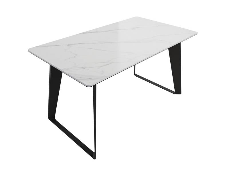 Magnolia Home Esstisch Esstisch 140x80cm weiße Keramikplatte schwarze U-Form Beine von Magnolia Home