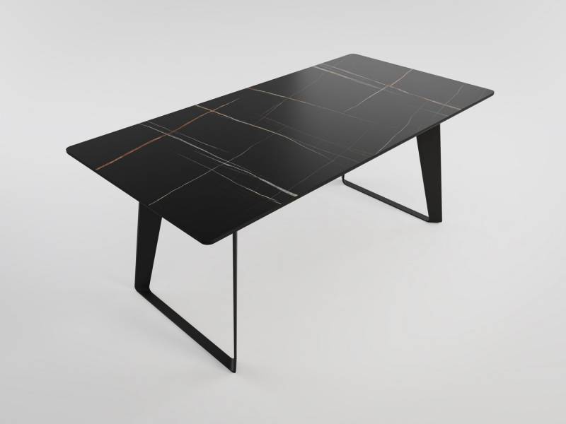 Magnolia Home Esstisch Esstisch FLORINT 180x90cm schwarze Keramikplatte schwarze Design-Tisch von Magnolia Home