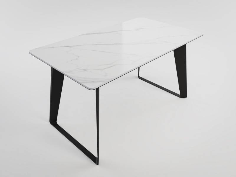 Magnolia Home Esstisch Esszimmertisch FLORINT 140x80cm weiße Keramikplatte schwarze Design-Ti von Magnolia Home