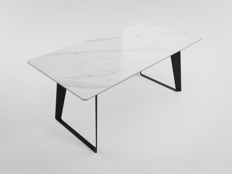 Magnolia Home Esstisch Esszimmertisch FLORINT 180x90cm weiße Keramikplatte schwarze Design-Ti von Magnolia Home