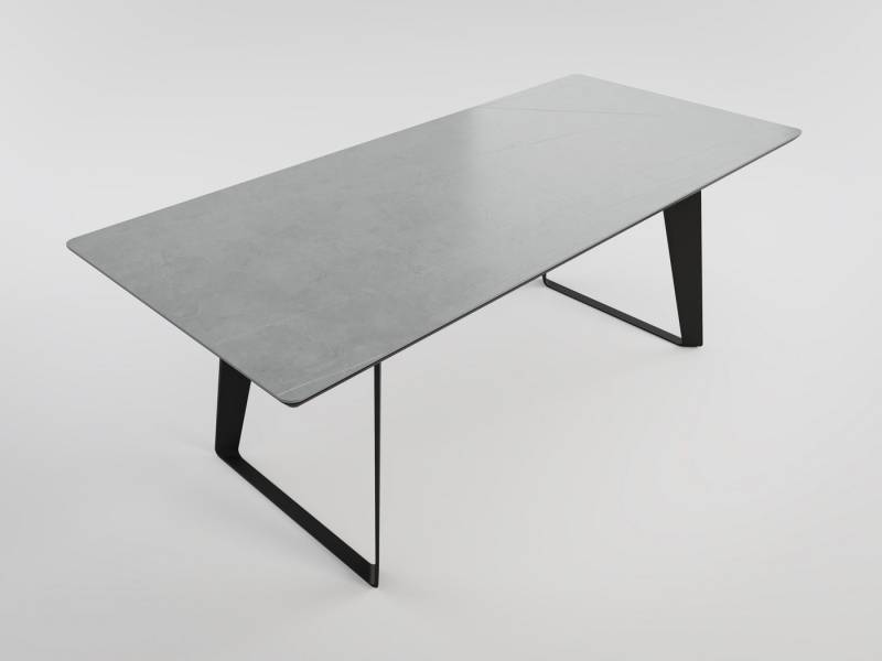 Magnolia Home Esstisch Esszimmertisch FLORINT 200x90cm graue Keramikplatte schwarze Design-Ti von Magnolia Home