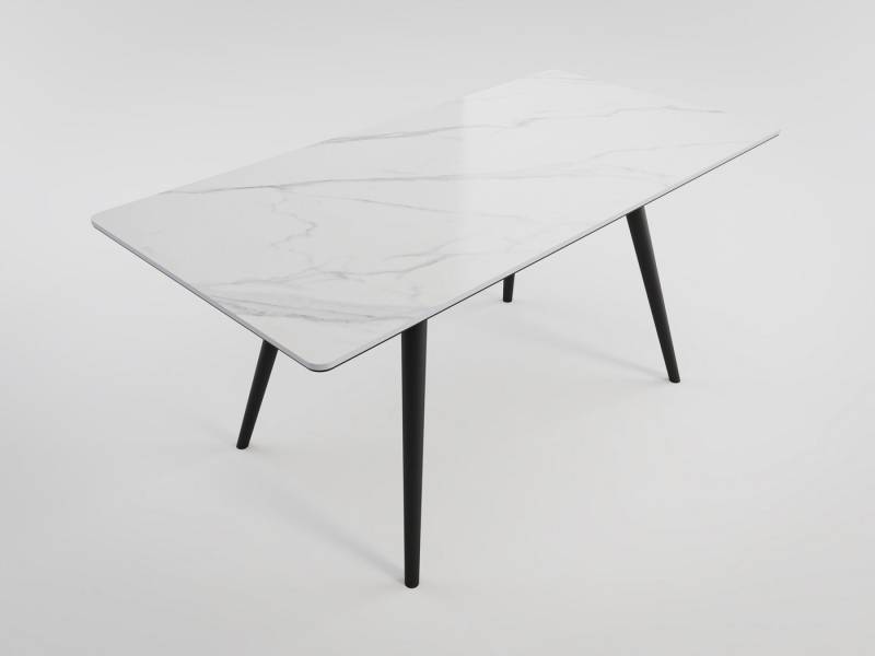 Magnolia Home Esstisch Esszimmertisch RIGA 160x80cm weiße Keramikplatte schwarze konische Tis von Magnolia Home