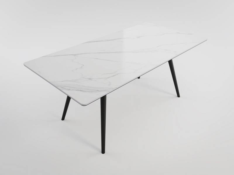 Magnolia Home Esstisch Esszimmertisch RIGA 180x90cm weiße Keramikplatte schwarze konische Tis Magnolia Home Esstisch Esszimmertisch RIGA 180x90cm weiße Keramikplatte schwarze konische Tis von Magnolia Home