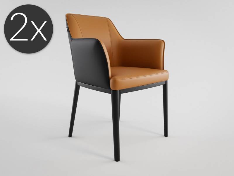 Magnolia Home Esszimmerstuhl 2er Set Esszimmerstuhl Design Küchenstuhl Dylan Kunstleder orange Meta von Magnolia Home