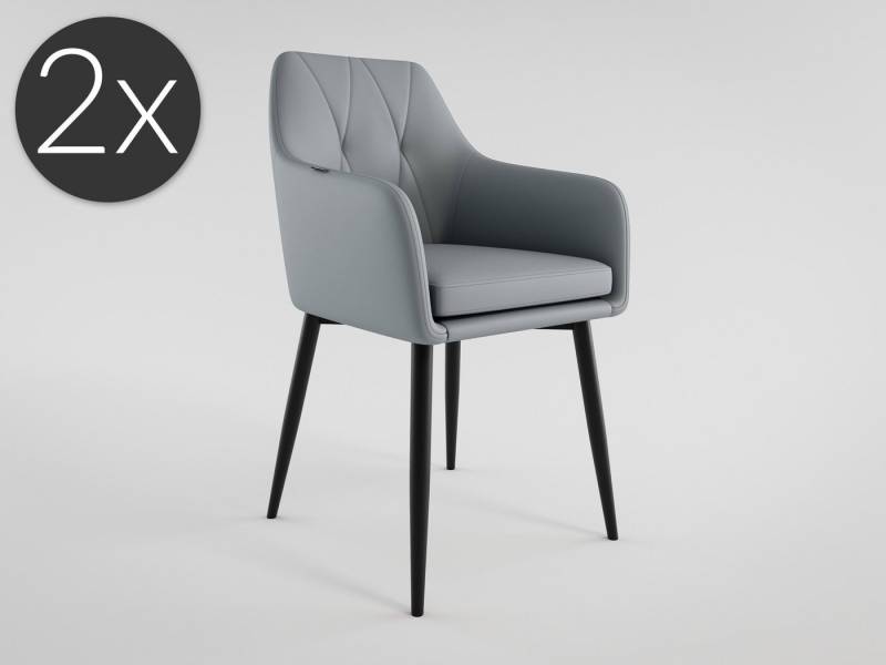 Magnolia Home Esszimmerstuhl 2er Set Esszimmerstuhl Design Küchenstuhl Ida Kunstleder hellgrau Meta von Magnolia Home