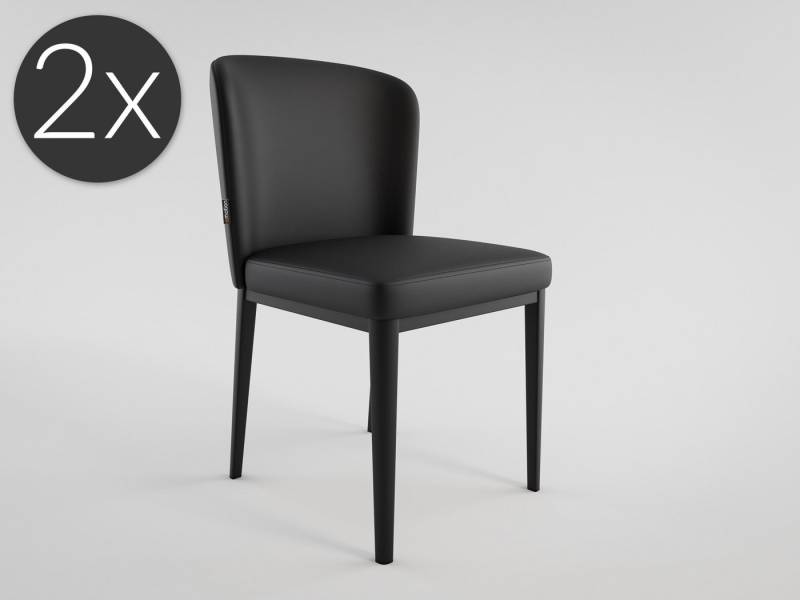 Magnolia Home Esszimmerstuhl 2er Set Esszimmerstuhl Design Küchenstuhl Jean Kunstleder schwarz Meta von Magnolia Home