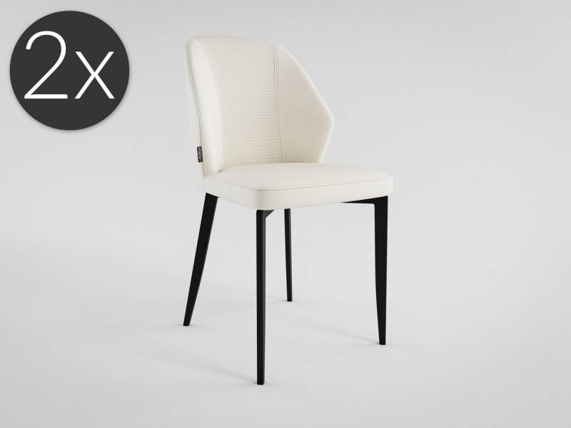 Magnolia Home Esszimmerstuhl 2er Set Esszimmerstuhl Design Küchenstuhl Jona Kunstleder creme Metall von Magnolia Home