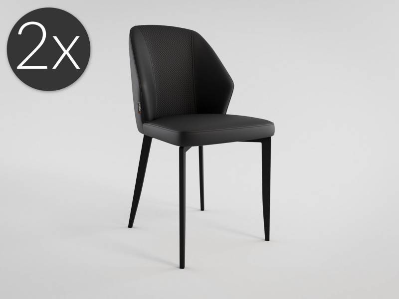 Magnolia Home Esszimmerstuhl 2er Set Esszimmerstuhl Design Küchenstuhl Jona Kunstleder schwarz Meta von Magnolia Home