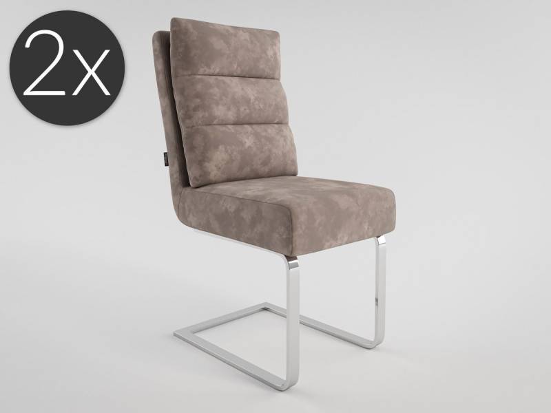 Magnolia Home Esszimmerstuhl 2er Set Esszimmerstuhl Design Küchenstuhl Lara Kunstleder hellgrau Met von Magnolia Home