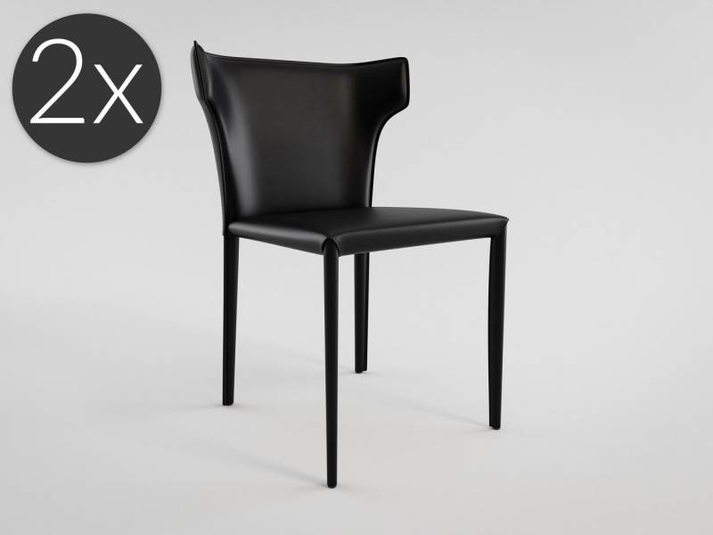 Magnolia Home Esszimmerstuhl 2er Set Esszimmerstuhl Design Küchenstuhl Vince Kunstleder schwarz Met von Magnolia Home