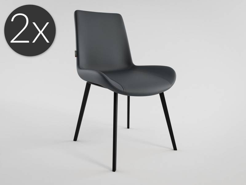 Magnolia Home Esszimmerstuhl 2er Set Esszimmerstuhl Küchenstuhl Chase Kunstleder dunkelgrau Metallb von Magnolia Home