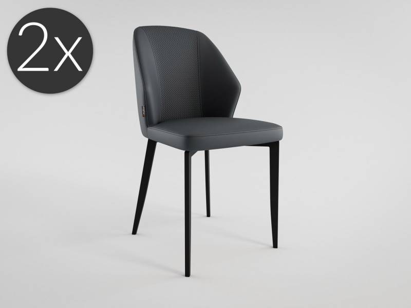 Magnolia Home Esszimmerstuhl 2er Set Esszimmerstuhl Küchenstuhl Jona Kunstleder dunkelgrau Metallbe Magnolia Home Esszimmerstuhl 2er Set Esszimmerstuhl Küchenstuhl Jona Kunstleder dunkelgrau Metallbe von Magnolia Home