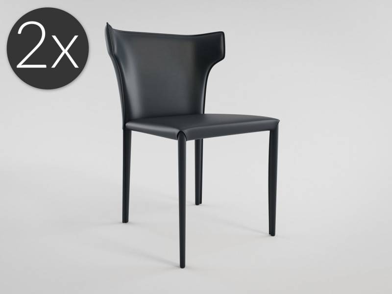 Magnolia Home Esszimmerstuhl 2er Set Esszimmerstuhl Küchenstuhl Vince Kunstleder dunkelgrau Metallb von Magnolia Home