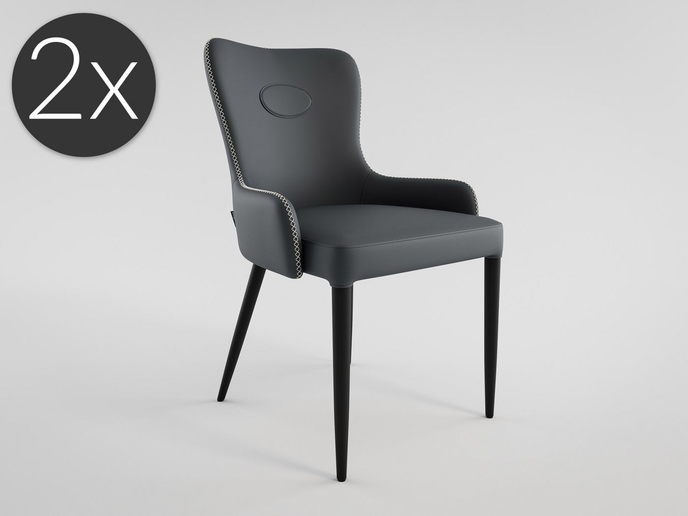 Magnolia Home Esszimmerstuhl 2er Set Esszimmerstuhl klassisch James Samt Polsterstuhl dunkelgrau Me von Magnolia Home