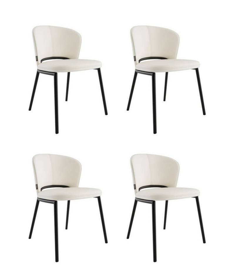 Magnolia Home Esszimmerstuhl 4er Set Esszimmerstuhl Design Küchenstuhl Dean Kunstleder creme Metall von Magnolia Home