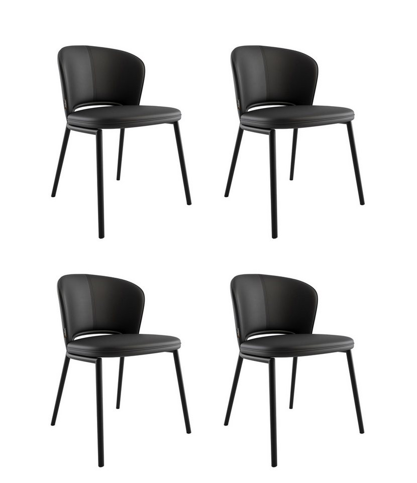 Magnolia Home Esszimmerstuhl 4er Set Esszimmerstuhl Design Küchenstuhl Dean Kunstleder schwarz Meta von Magnolia Home