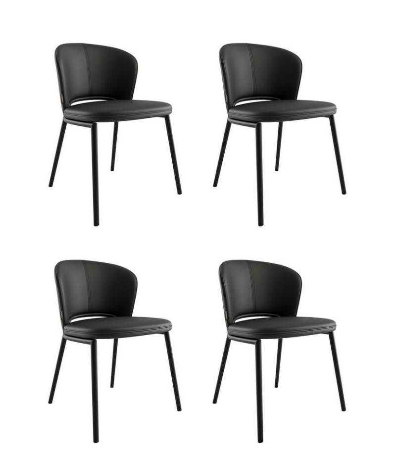 Magnolia Home Esszimmerstuhl 4er Set Esszimmerstuhl Design Küchenstuhl Dean Kunstleder schwarz Meta von Magnolia Home
