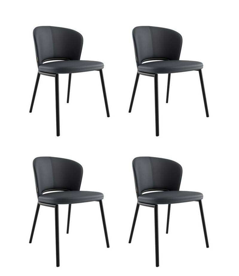 Magnolia Home Esszimmerstuhl 4er Set Esszimmerstuhl Küchenstuhl Dean Kunstleder dunkelgrau Metallbe von Magnolia Home
