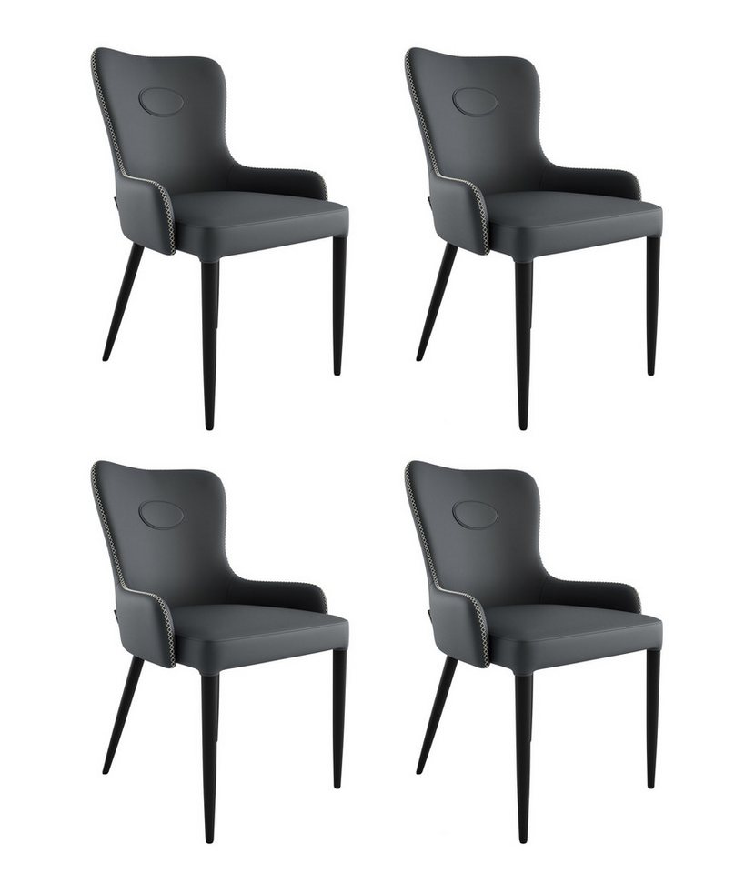 Magnolia Home Esszimmerstuhl 4er Set Esszimmerstuhl klassisch James Samt Polsterstuhl dunkelgrau Me von Magnolia Home
