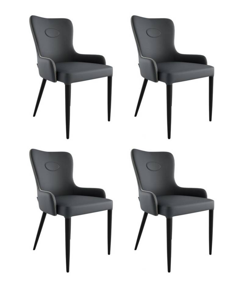 Magnolia Home Esszimmerstuhl 4er Set Esszimmerstuhl klassisch James Samt Polsterstuhl dunkelgrau Me von Magnolia Home