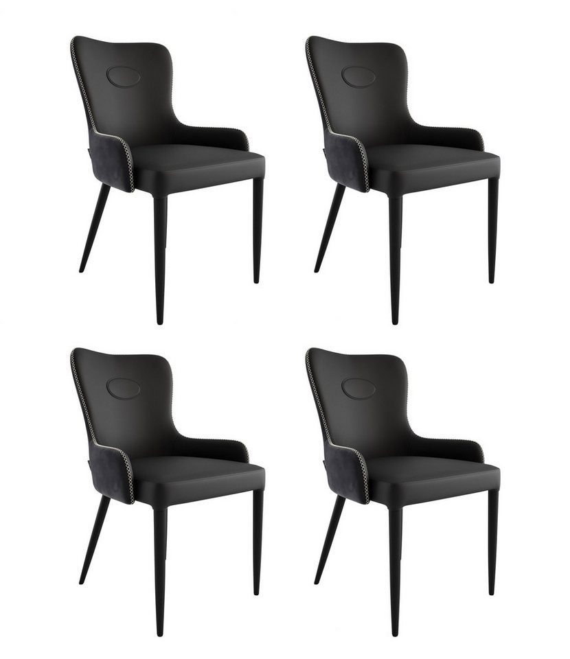 Magnolia Home Esszimmerstuhl 4er Set Esszimmerstuhl klassisch James Samt Polsterstuhl schwarz Metal von Magnolia Home
