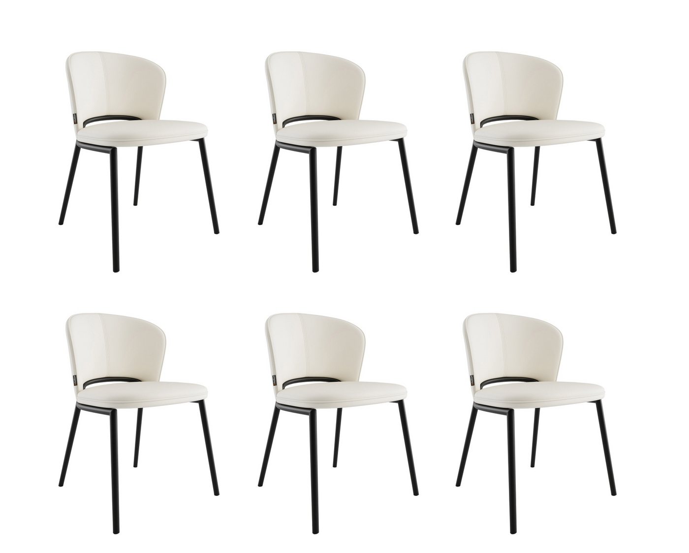 Magnolia Home Esszimmerstuhl 6er Set Esszimmerstuhl Design Küchenstuhl Dean Kunstleder creme Metall von Magnolia Home