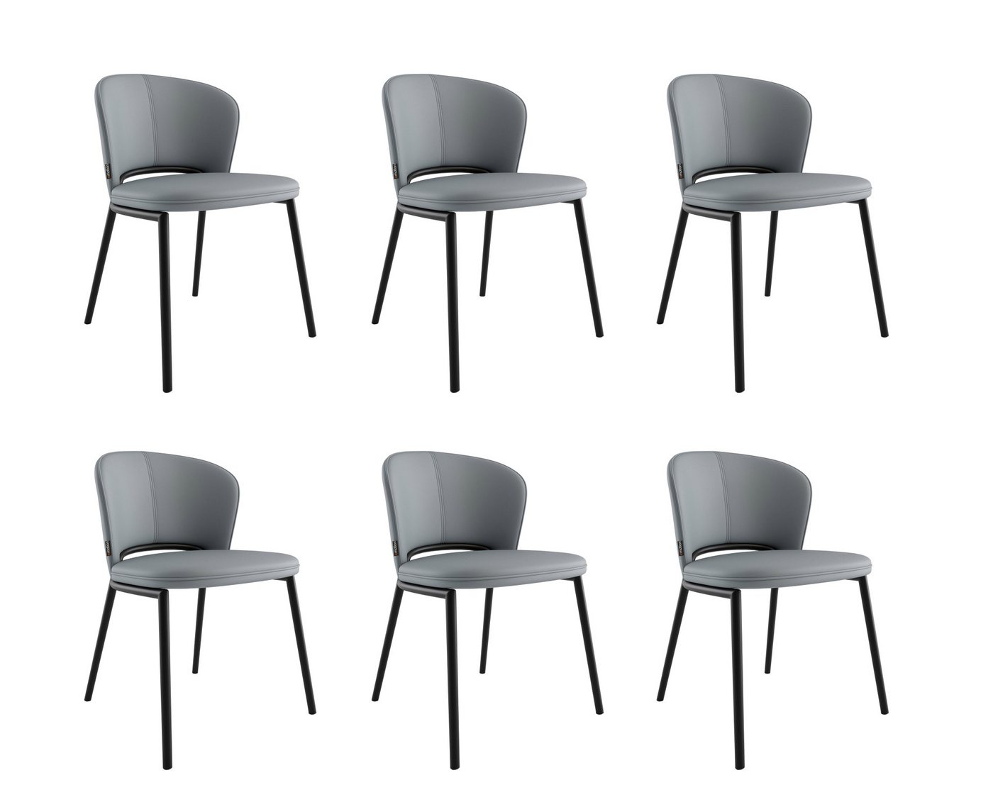 Magnolia Home Esszimmerstuhl 6er Set Esszimmerstuhl Design Küchenstuhl Dean Kunstleder hellgrau Met von Magnolia Home