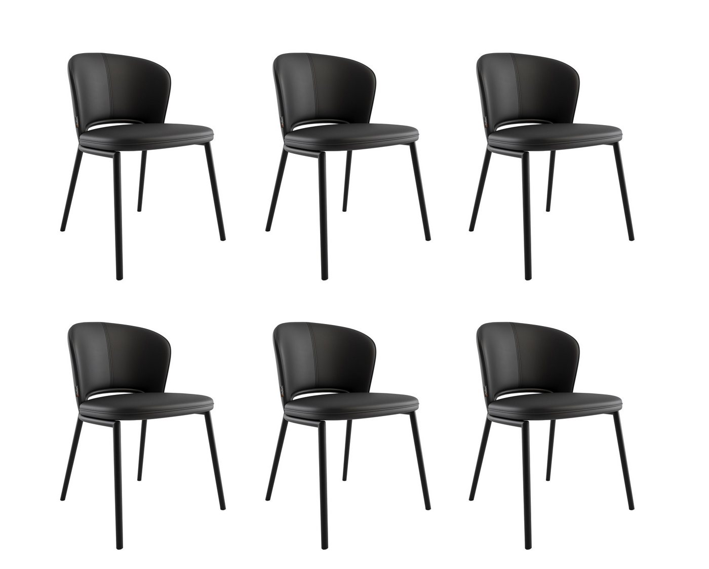 Magnolia Home Esszimmerstuhl 6er Set Esszimmerstuhl Design Küchenstuhl Dean Kunstleder schwarz Meta von Magnolia Home