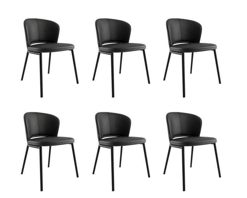 Magnolia Home Esszimmerstuhl 6er Set Esszimmerstuhl Design Küchenstuhl Dean Kunstleder schwarz Meta von Magnolia Home