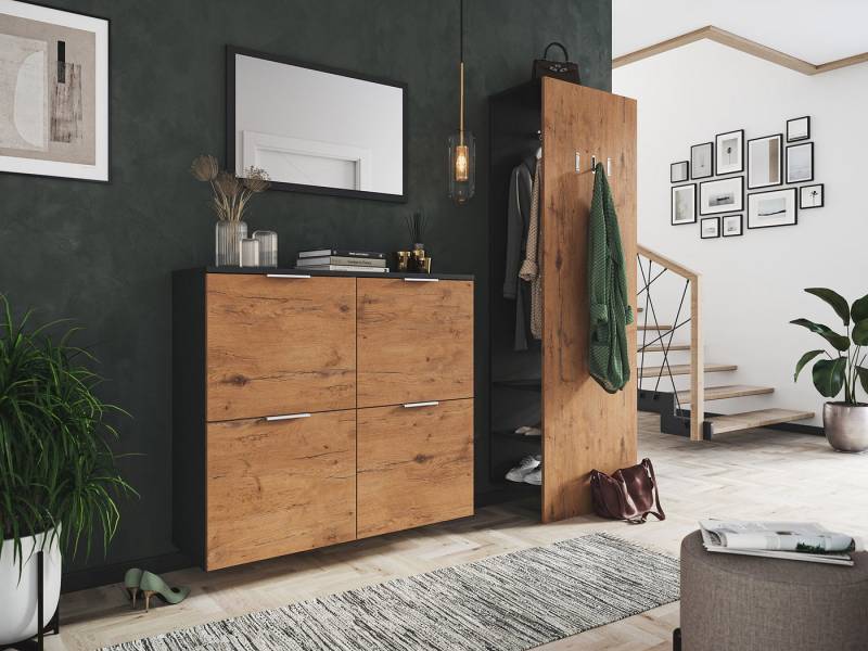 Magnolia Home Garderoben-Set Flurmöbel-Set Amica 3 tlg Schuhkipper Paneel Spiegel 22 Paar Schuhe Oa von Magnolia Home
