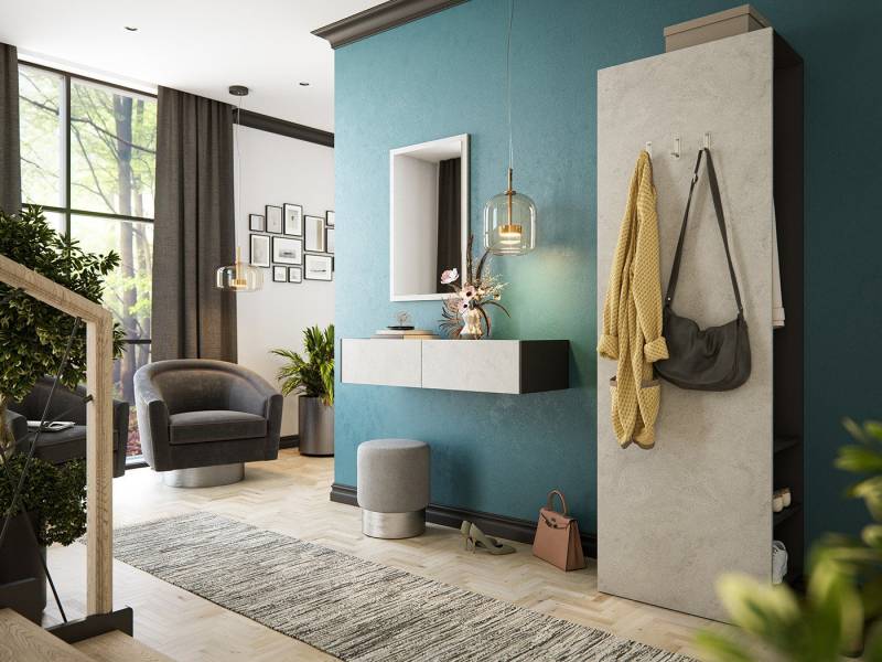 Magnolia Home Garderoben-Set Garderobe Blu-M 3 tlg Konsole Push-to-open Spiegel Paneel 6 Paar Stei von Magnolia Home
