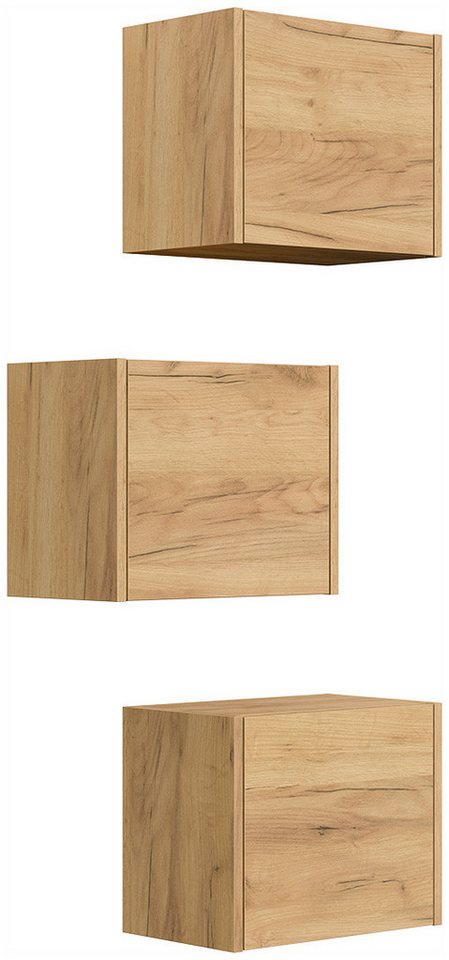 Magnolia Home Hängeschrank 3er Set Badschränke Taifun - variable Montage - kreatives Bad eiche go von Magnolia Home