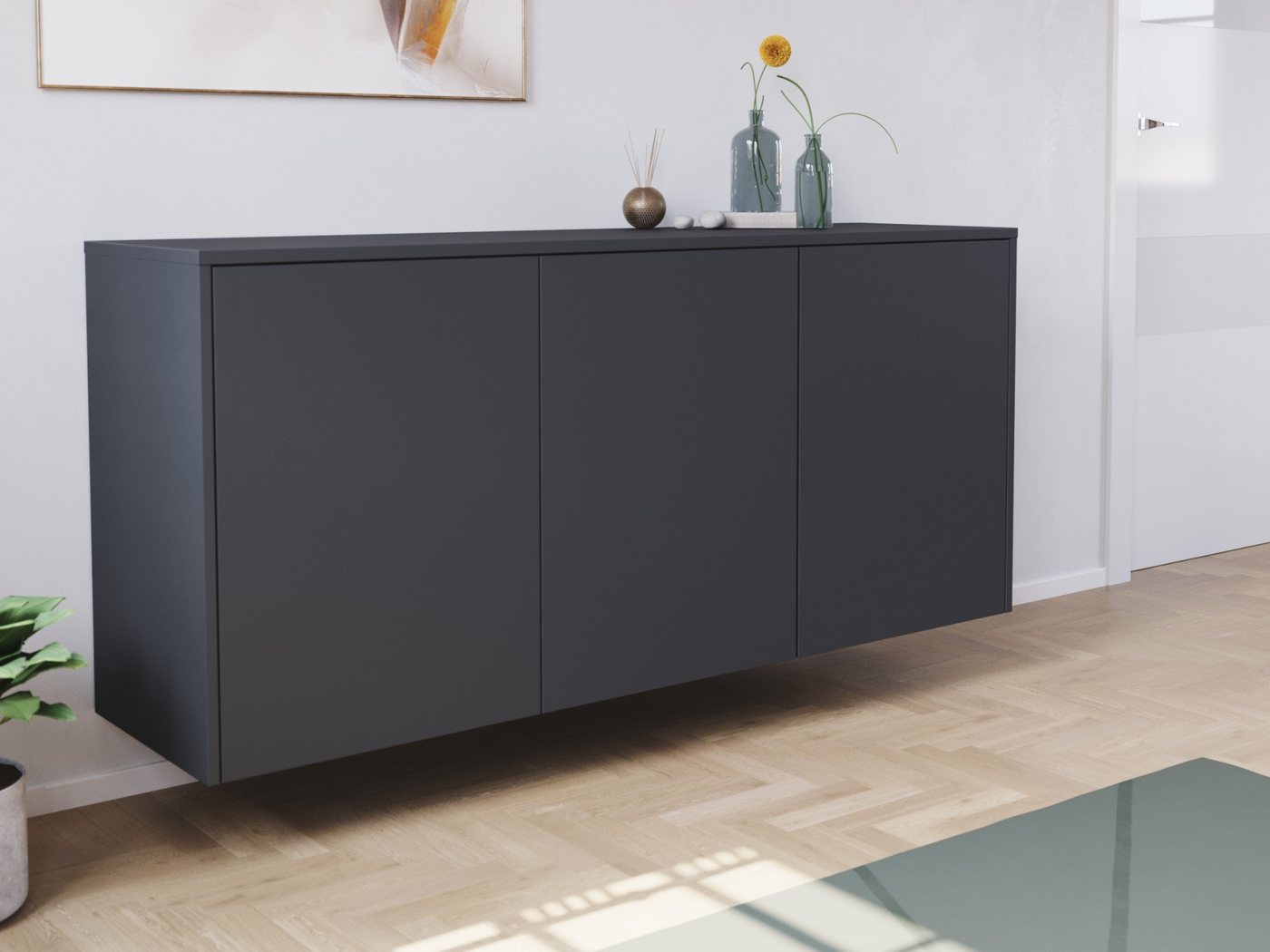 Magnolia Home Kommode Design Sideboard Kommode Genesis B hängend 150cm 3 Türen Grafit von Magnolia Home