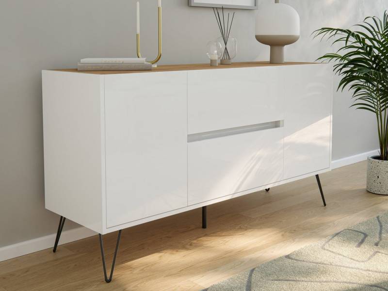 Magnolia Home Kommode Raumwunder Sideboard Kommode Maya 140cm 2 Greif-SoftClose 2 Türen Weiß von Magnolia Home