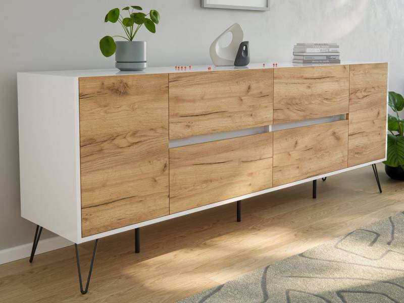 Magnolia Home Kommode Raumwunder XXL Sideboard Heros 200cm 4 SoftClose 2 Türen Weiß/Eiche Fr Magnolia Home Kommode Raumwunder XXL Sideboard Heros 200cm 4 SoftClose 2 Türen Weiß/Eiche Fr von Magnolia Home