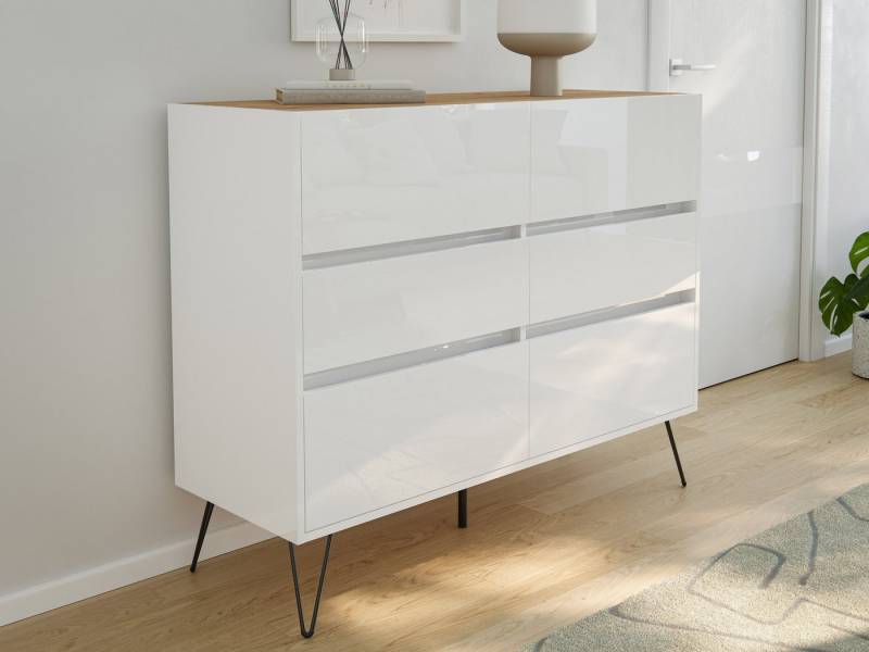 Magnolia Home Kommode Sideboard Kommode Volo 120cm Greifraum 6 SoftClose Schubladen Weiß/Eic Magnolia Home Kommode Sideboard Kommode Volo 120cm Greifraum 6 SoftClose Schubladen Weiß/Eic von Magnolia Home