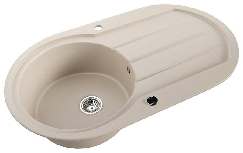 Magnolia Home Küchenspüle Runde Einbauspüle Ruza mit abgerundeter Abtropffläche 86x50 cm beige von Magnolia Home