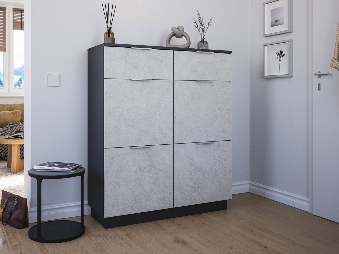 Magnolia Home Schuhschrank Schuhschrank Domus-XXL 2 Softeinzüge 4 Klappen 16 Paar Stein Magnolia Home Schuhschrank Schuhschrank Domus-XXL 2 Softeinzüge 4 Klappen 16 Paar Stein von Magnolia Home