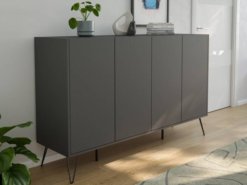 Magnolia Home Sideboard Design Sideboard Kommode Rana 155cm 4 Softclose Türen Grafit von Magnolia Home