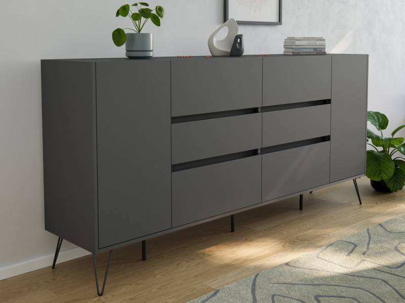 Magnolia Home Sideboard Design Sideboard Kommode Yako 200cm Greifraum 6 SoftClose 2 Türen Graf von Magnolia Home