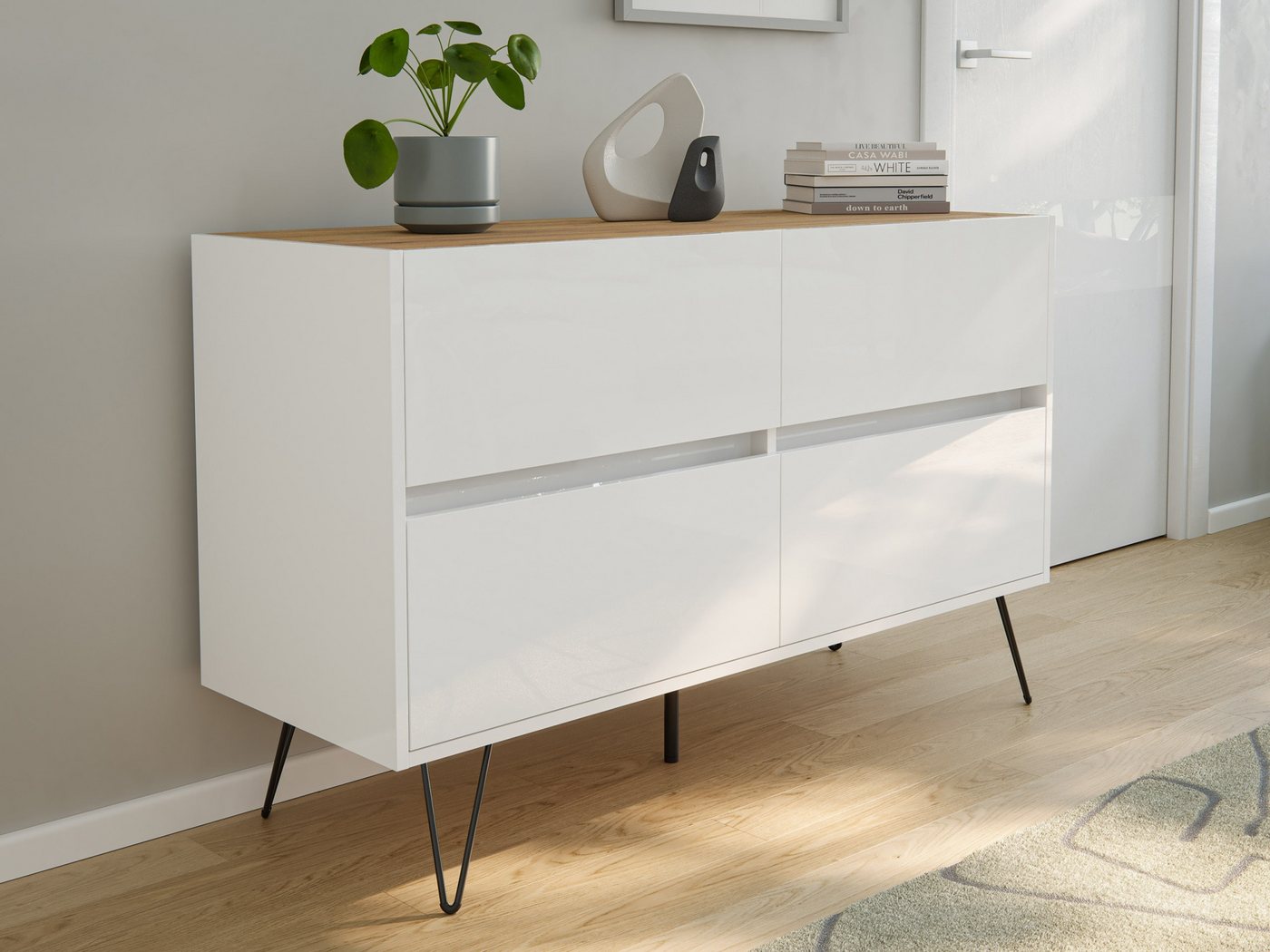 Magnolia Home Sideboard Kommode Dion 120cm 4 SoftClose Schubladen Weiß/Eiche Top Magnolia Home Sideboard Kommode Dion 120cm 4 SoftClose Schubladen Weiß/Eiche Top von Magnolia Home