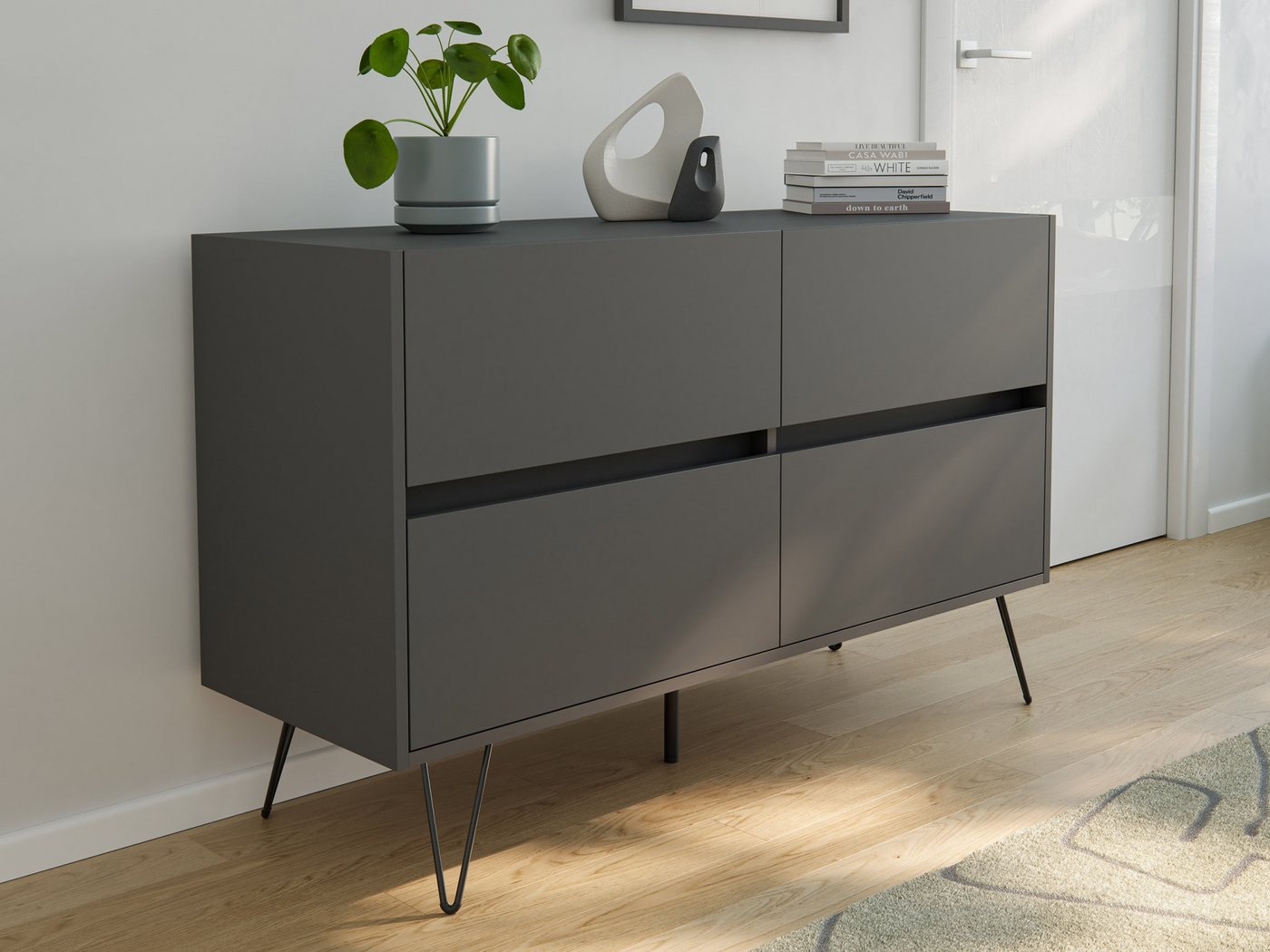 Magnolia Home Sideboard Raumwunder Kommode Dion 120cm Greifraum 4 SoftClose Schubladen Grafit Magnolia Home Sideboard Raumwunder Kommode Dion 120cm Greifraum 4 SoftClose Schubladen Grafit von Magnolia Home