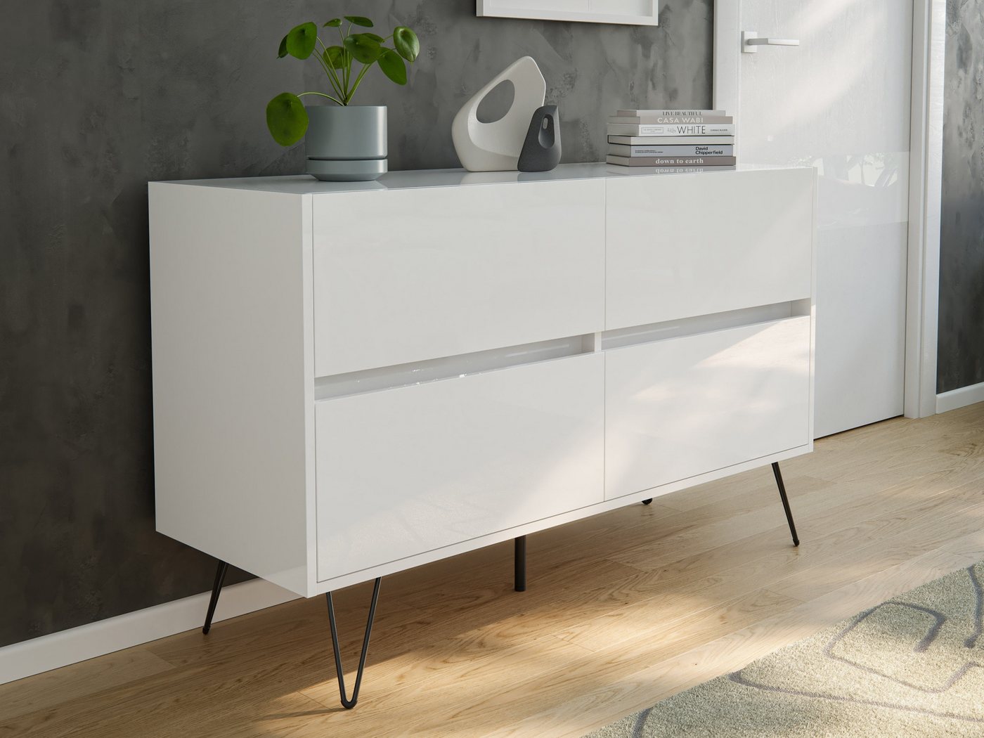 Magnolia Home Sideboard Raumwunder Kommode Dion 120cm Greifraum 4 SoftClose Schubladen Weiß ho Magnolia Home Sideboard Raumwunder Kommode Dion 120cm Greifraum 4 SoftClose Schubladen Weiß ho von Magnolia Home